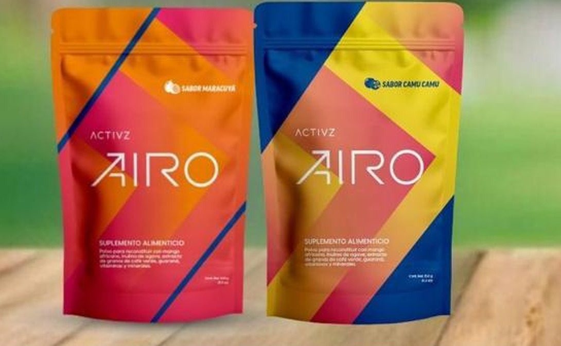 Dos bolsas de ACTIVZ AIRO en sabores maracuyá y camu camu